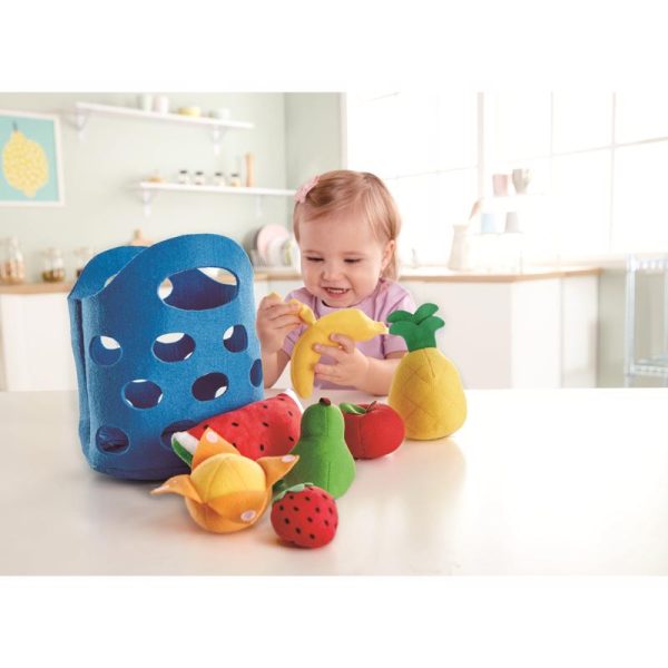 Hape Soft Toy Fruit Basket Plush Blue 8 pc Fashion