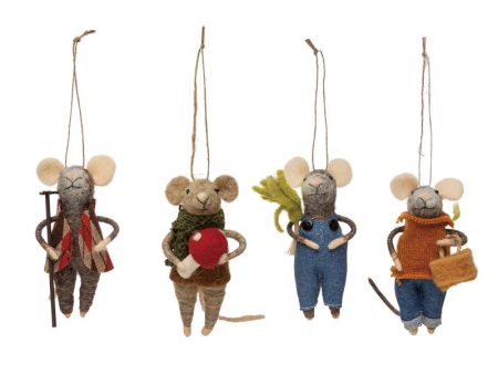 Creative Co-Op Multicolored Gardening Mice Ornament 5 in. Sale