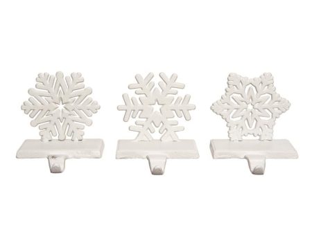 Transpac White Snowflake Stocking Holder 4.72 in. Online Hot Sale