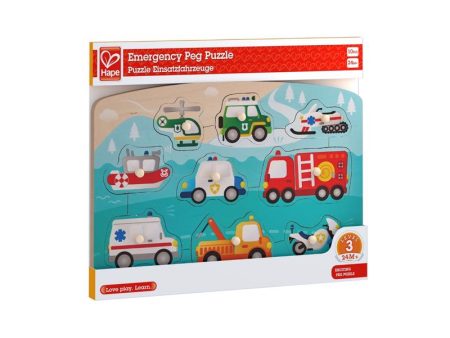 Hape Emergency Peg Puzzle Wood Multicolored 10 pc Online now