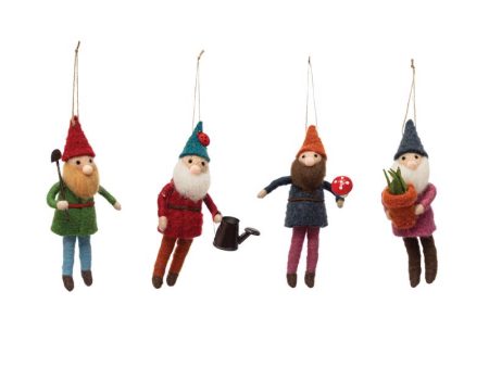 Creative Co-Op Home For The Holidays Multicolored Gardening Gnomes Ornament 6.63 in. For Cheap