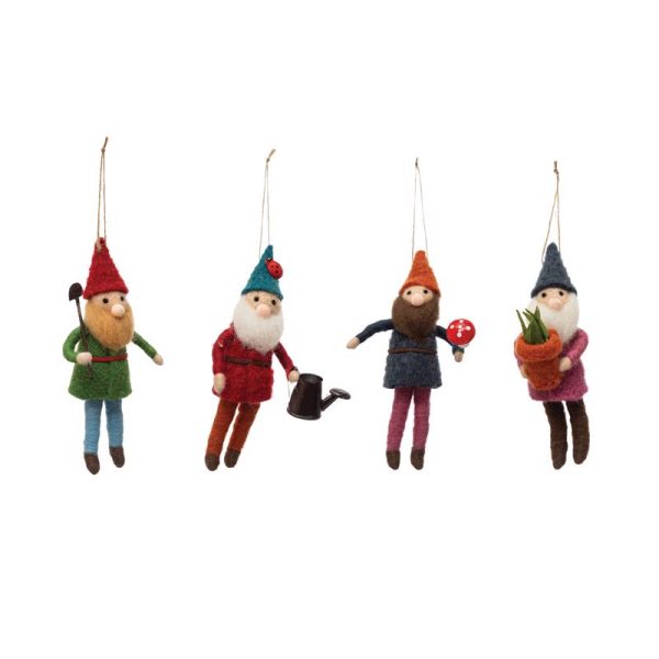 Creative Co-Op Home For The Holidays Multicolored Gardening Gnomes Ornament 6.63 in. For Cheap