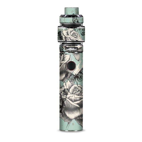 Butterflies Roses Teal Distressed Vintage Smok Resa Stick Kit Skin Cheap